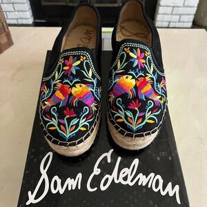 Sam Edelman Black Floral Espadrilles